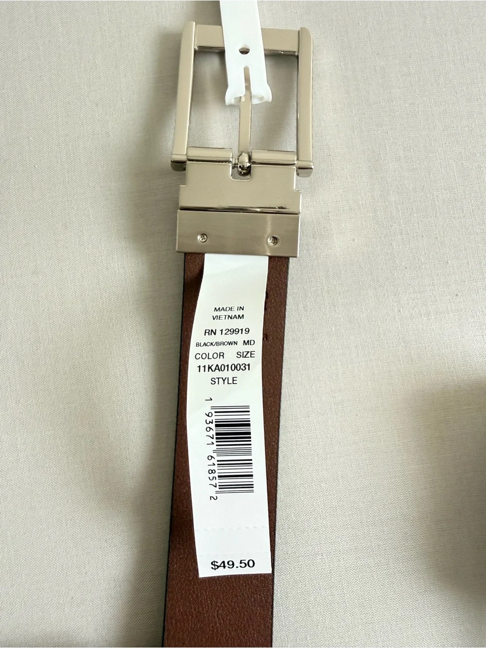 Calvin Klein Men’s Black Belt with Silver Buckle,Size M